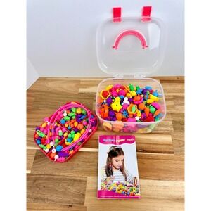 Cordless Popper Style Snap Bead Jewelry Making Kit Kids DIY Craft Set with Case